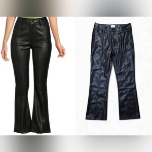 High Rise Faux Leather Bootcut Pants 31 Vent Slit Hem Modern Chic Night Out